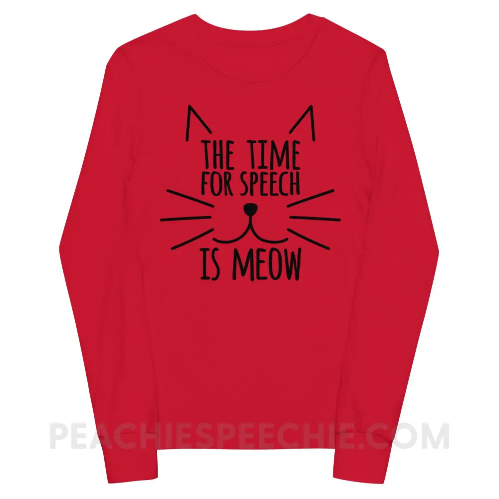 Meow Speech Premium Youth Long Sleeve - Red / S - peachiespeechie.com