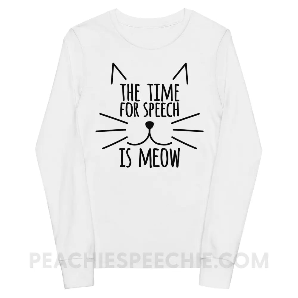 Meow Speech Premium Youth Long Sleeve - White / S - peachiespeechie.com