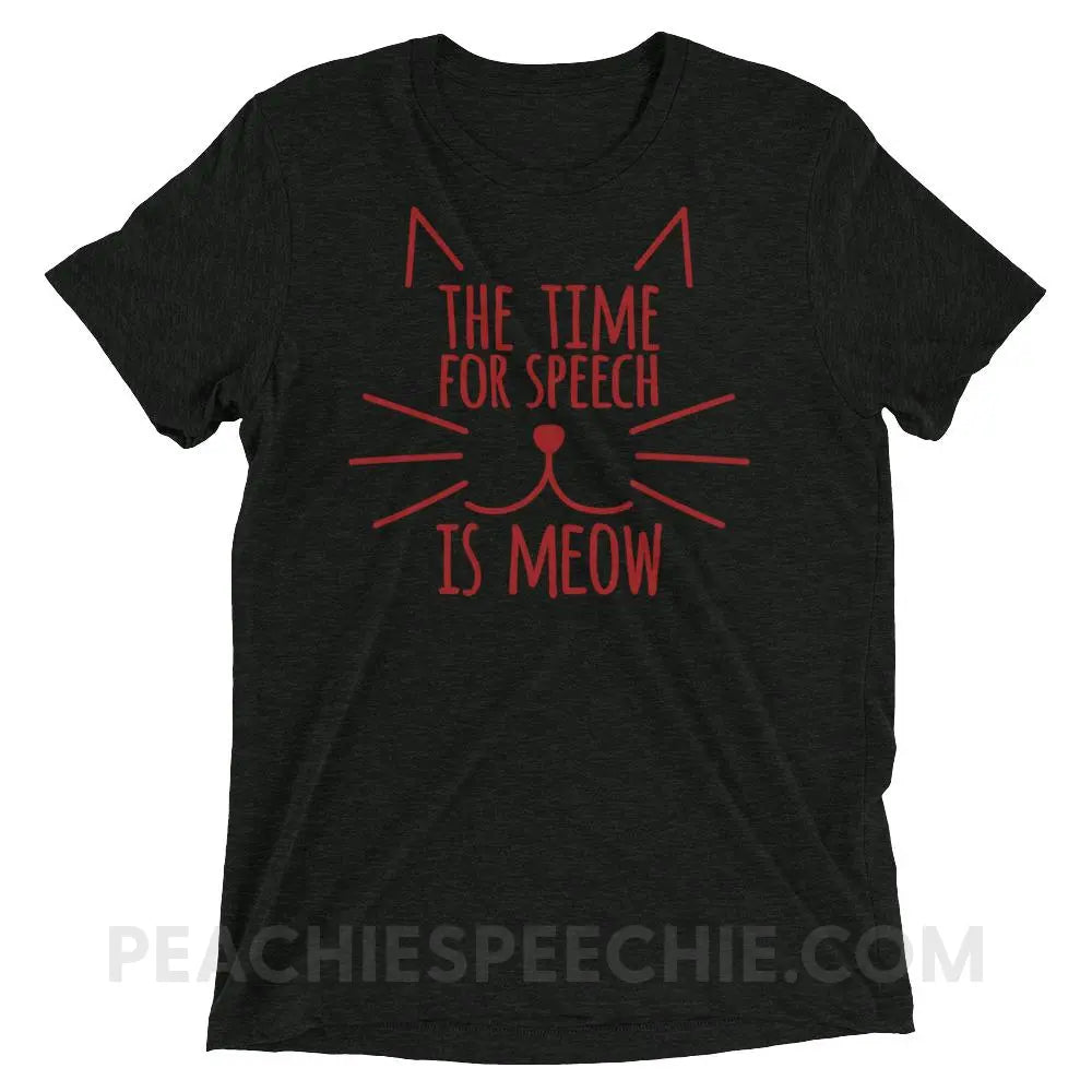 Meow Speech Tri - Blend Tee - Charcoal - Black Triblend / XS - T - Shirts & Tops peachiespeechie.com