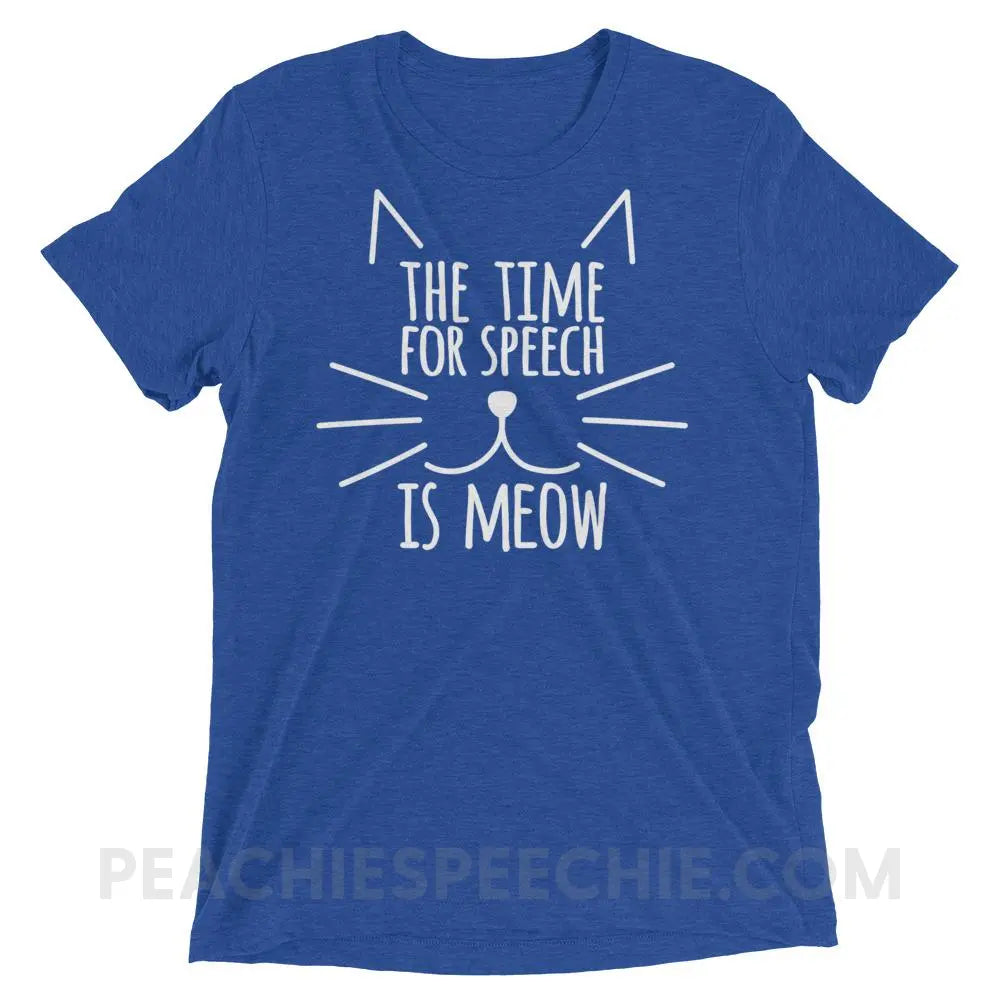 Meow Speech Tri - Blend Tee - True Royal Triblend / XS - T - Shirts & Tops peachiespeechie.com
