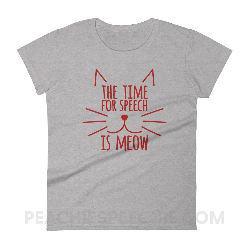 Meow Speech Women’s Trendy Tee - Heather Grey / S - T-Shirts & Tops peachiespeechie.com
