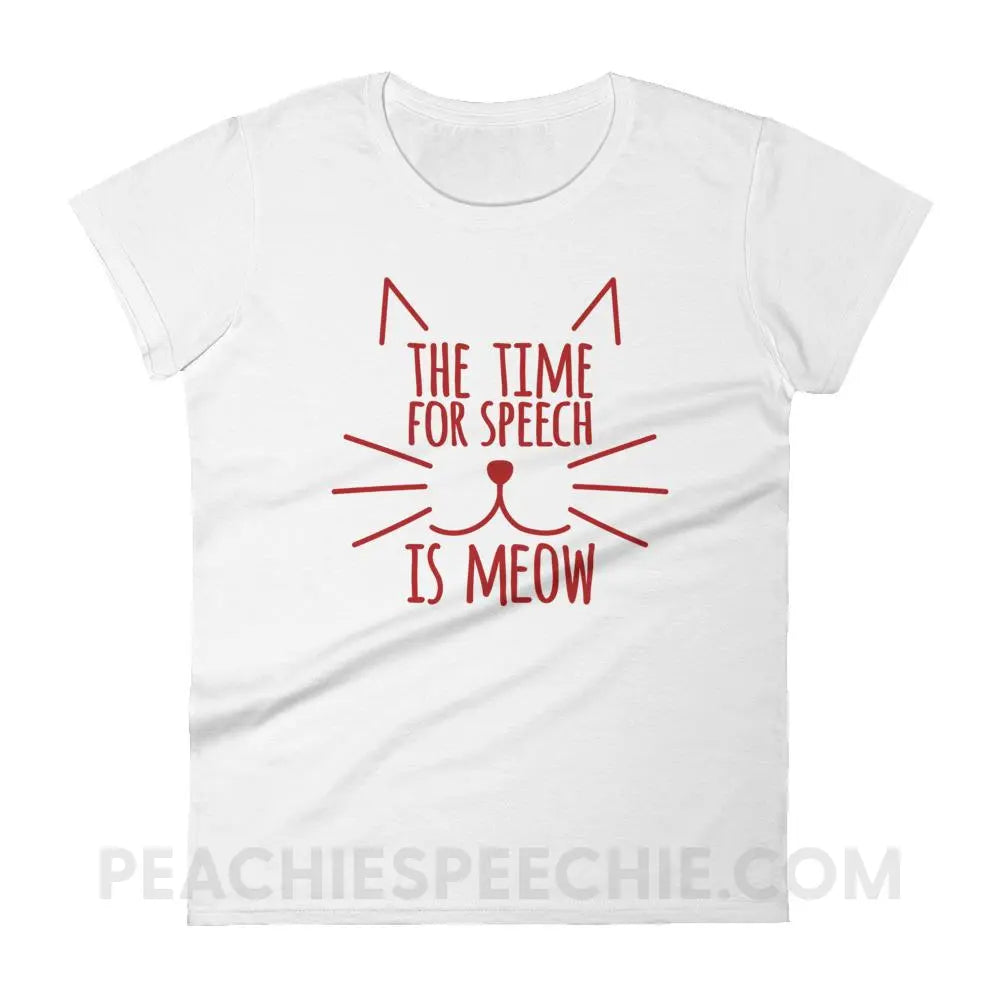 Meow Speech Women’s Trendy Tee - White / S - T-Shirts & Tops peachiespeechie.com