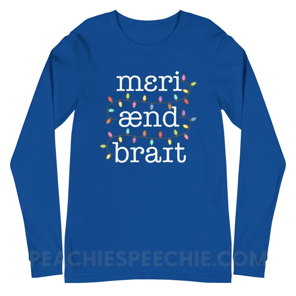 Merry and Bright Premium Long Sleeve - True Royal / S T - Shirts & Tops peachiespeechie.com