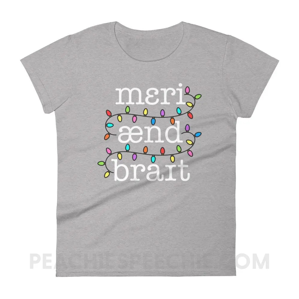Merry and Bright Women’s Trendy Tee - Heather Grey / S T-Shirts & Tops peachiespeechie.com