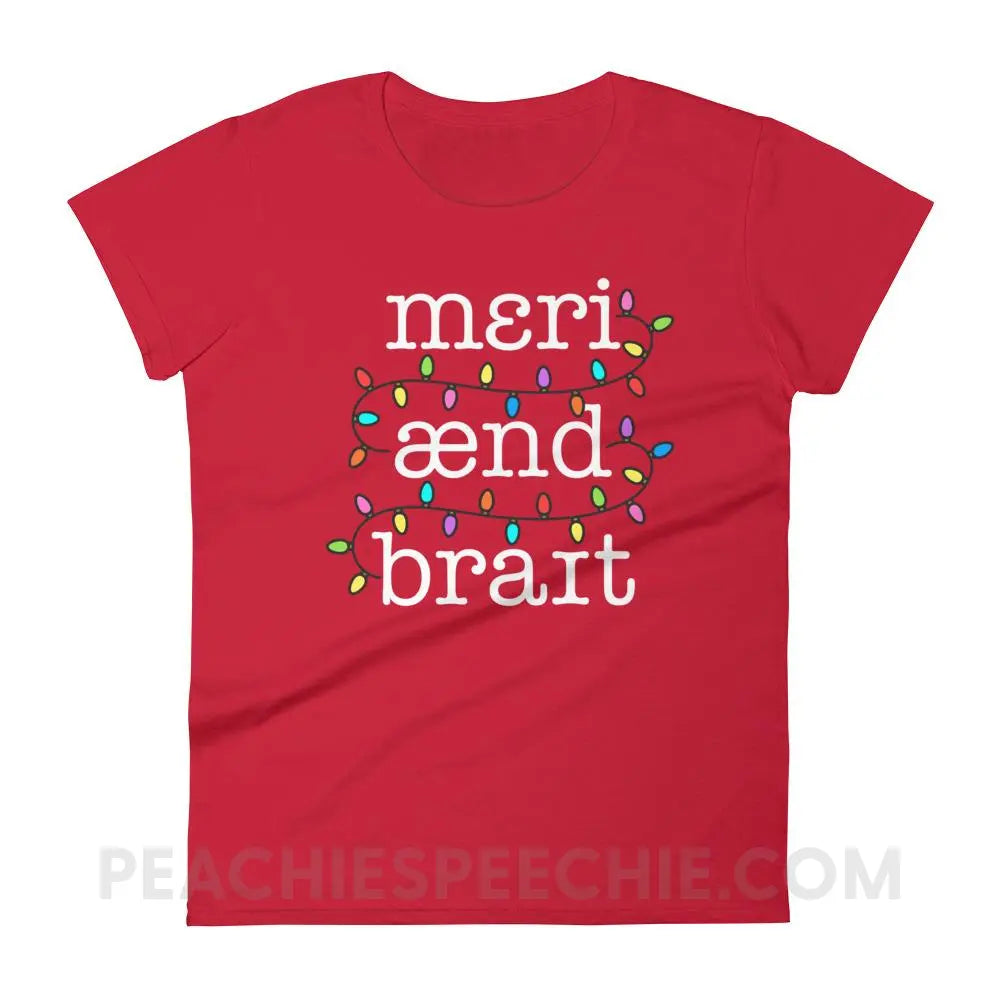 Merry and Bright Women’s Trendy Tee - Red / S T-Shirts & Tops peachiespeechie.com