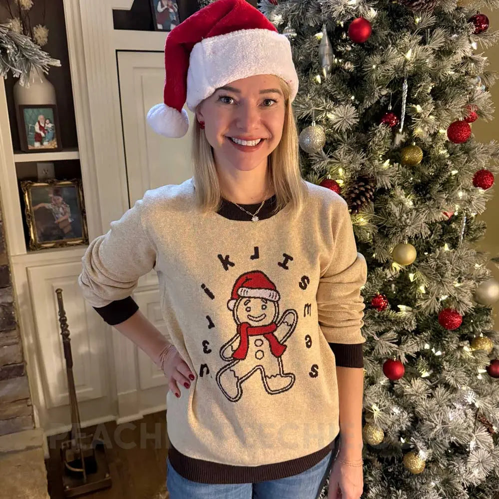 Merry Christmas IPA Gingerbread Man Knit Sweater - 3XS - peachiespeechie.com