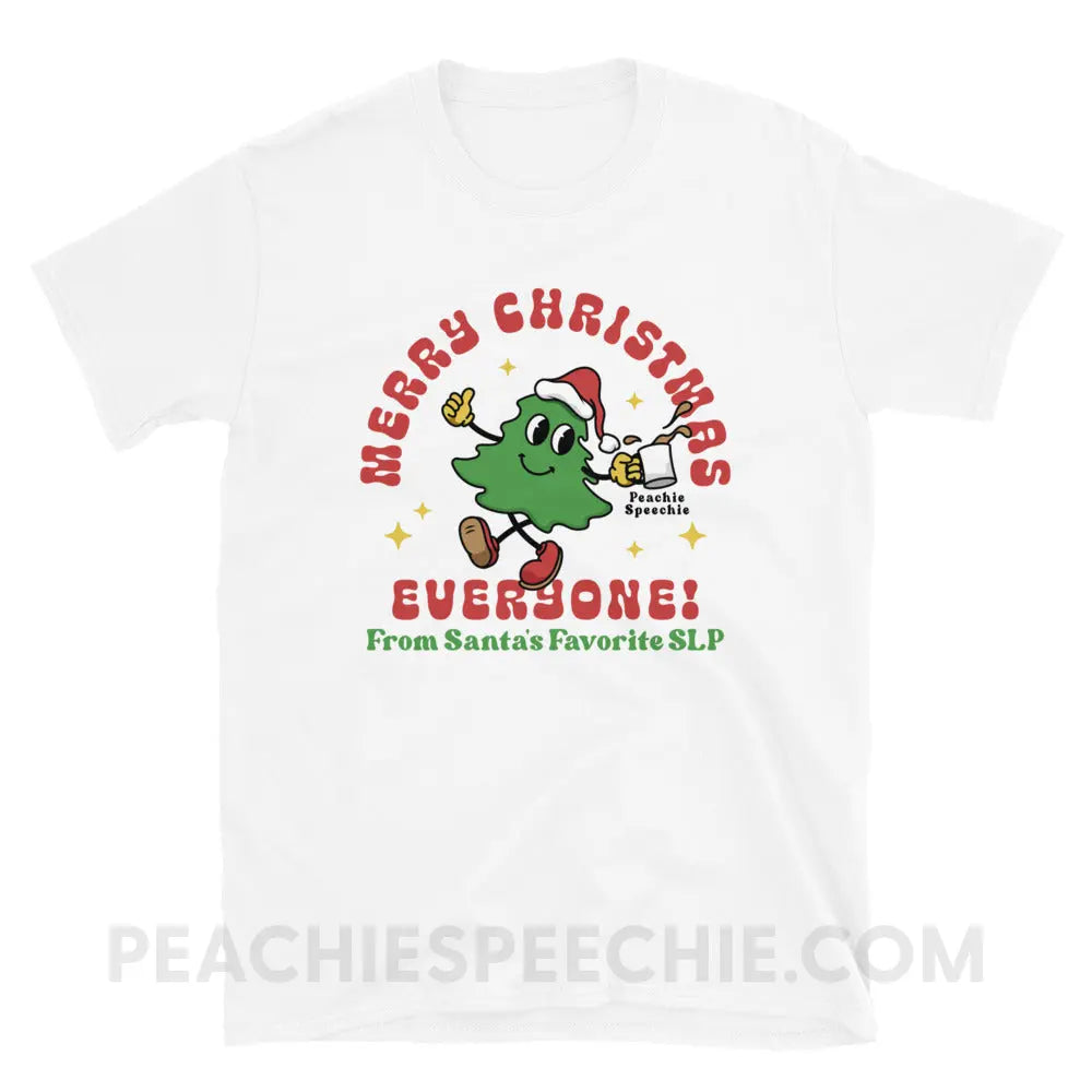 Merry Christmas Tree SLP Classic Tee - White / S - T-Shirt peachiespeechie.com