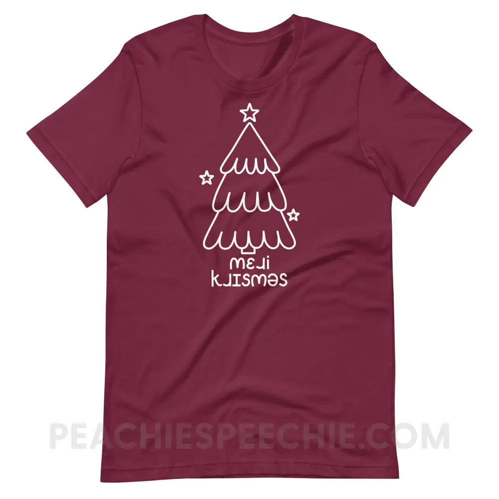 Merry Christmas Tree IPA Premium Soft Tee - Maroon / S - T-Shirt peachiespeechie.com