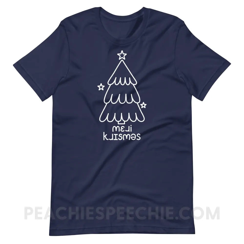 Merry Christmas Tree IPA Premium Soft Tee - Navy / S - T-Shirt peachiespeechie.com