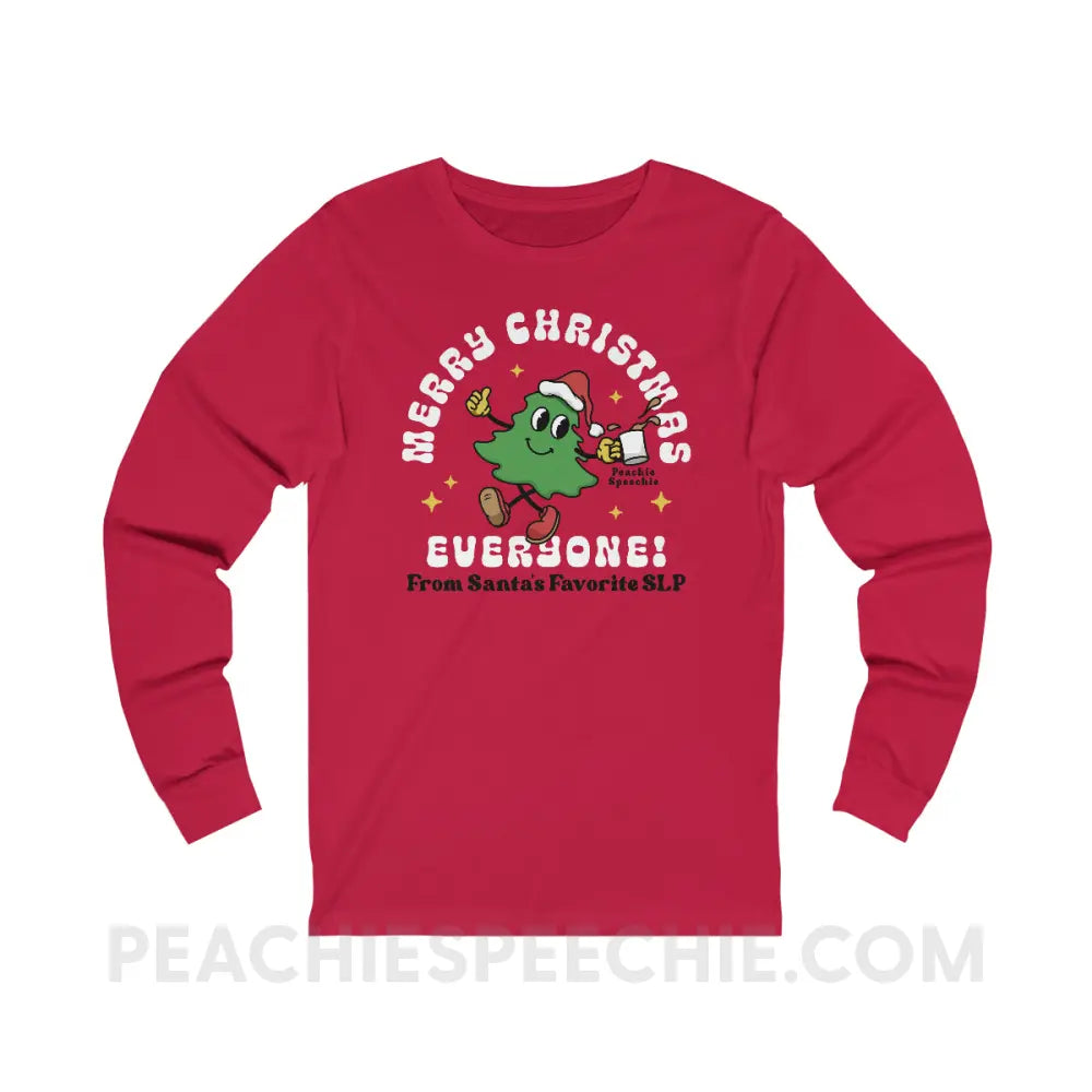 Merry Christmas Tree SLP Premium Long Sleeve - Red / XS - Long-sleeve peachiespeechie.com