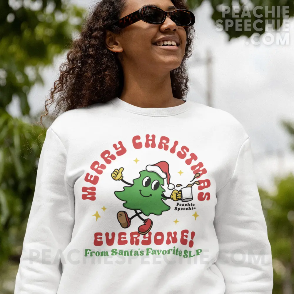 Merry Christmas Tree SLP Classic Sweatshirt - peachiespeechie.com