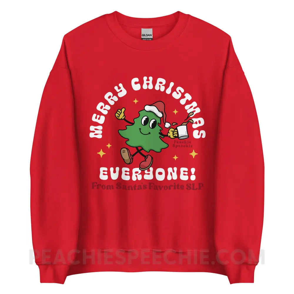 Merry Christmas Tree SLP Classic Sweatshirt - Red / S peachiespeechie.com