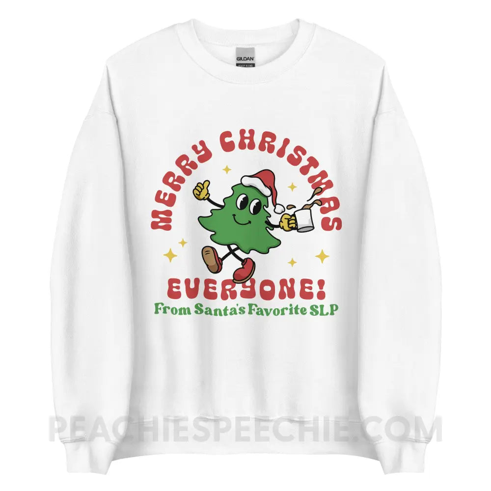 Merry Christmas Tree SLP Classic Sweatshirt - White / S peachiespeechie.com