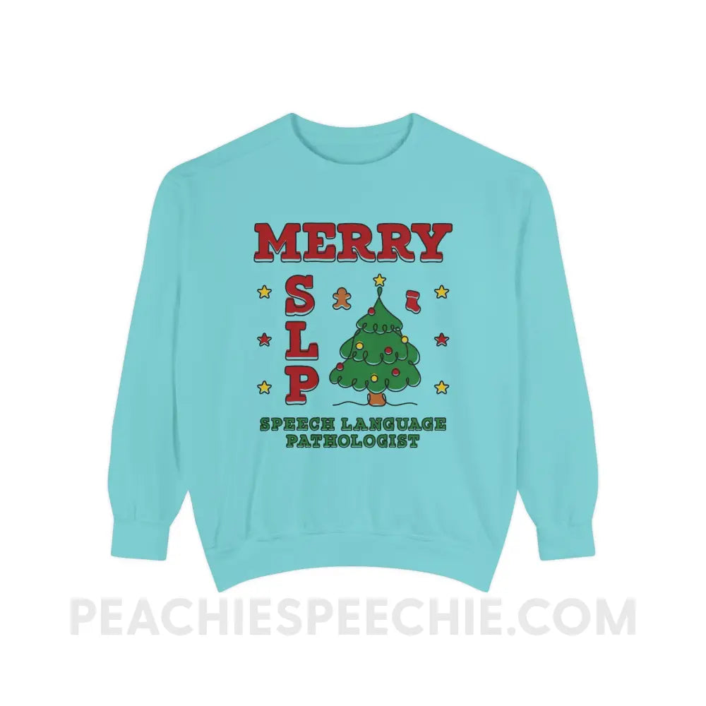 Merry SLP Comfort Colors Crewneck ( + Free Mug) - Chalky Mint / S - Sweatshirt peachiespeechie.com