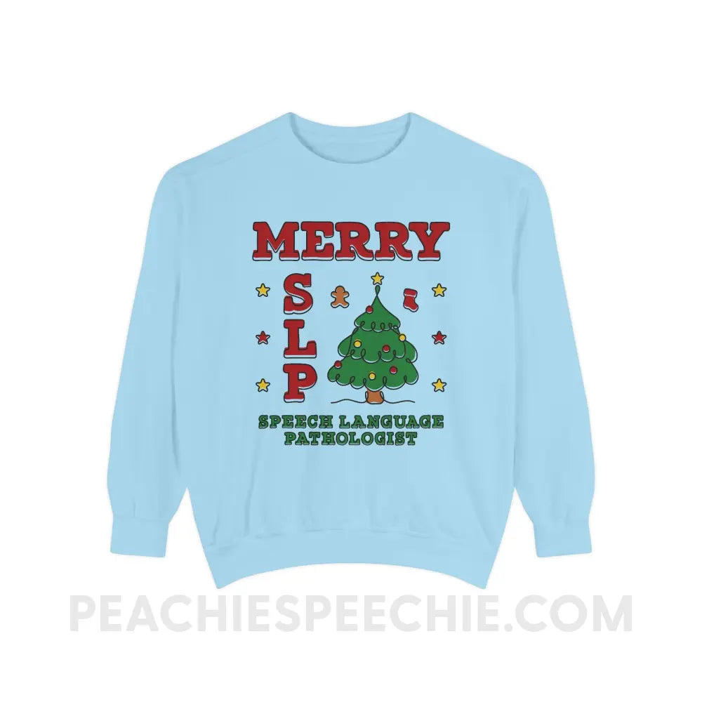 Merry SLP Comfort Colors Crewneck ( + Free Mug) - Chambray / S - Sweatshirt peachiespeechie.com