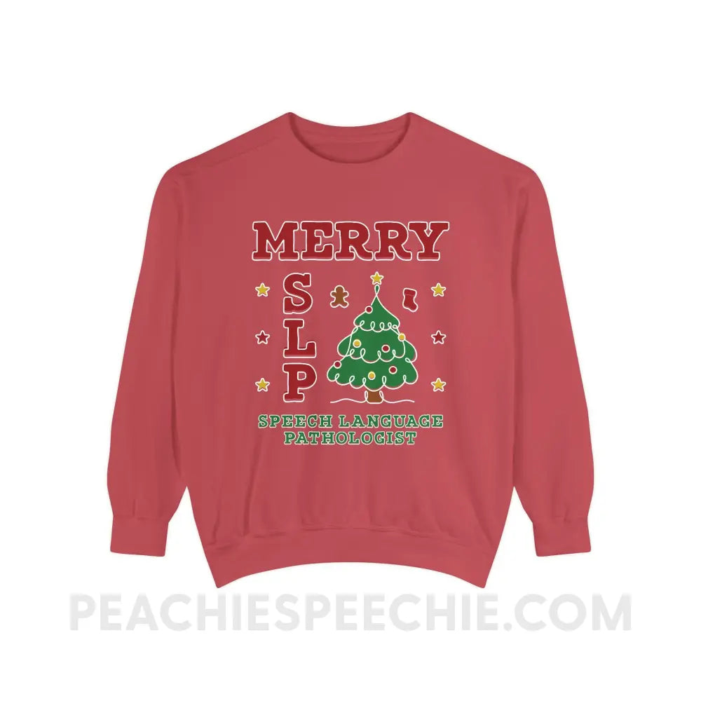 Merry SLP Comfort Colors Crewneck ( + Free Mug) - Crimson / S - Sweatshirt peachiespeechie.com