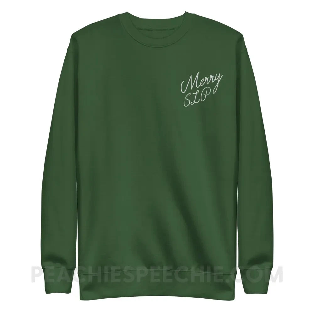 Merry SLP Embroidered Fave Crewneck - Forest Green / S - peachiespeechie.com