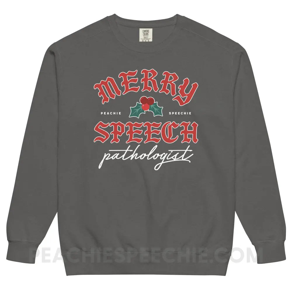 Merry Speech Pathologist Comfort Colors Crewneck - Pepper / S - peachiespeechie.com