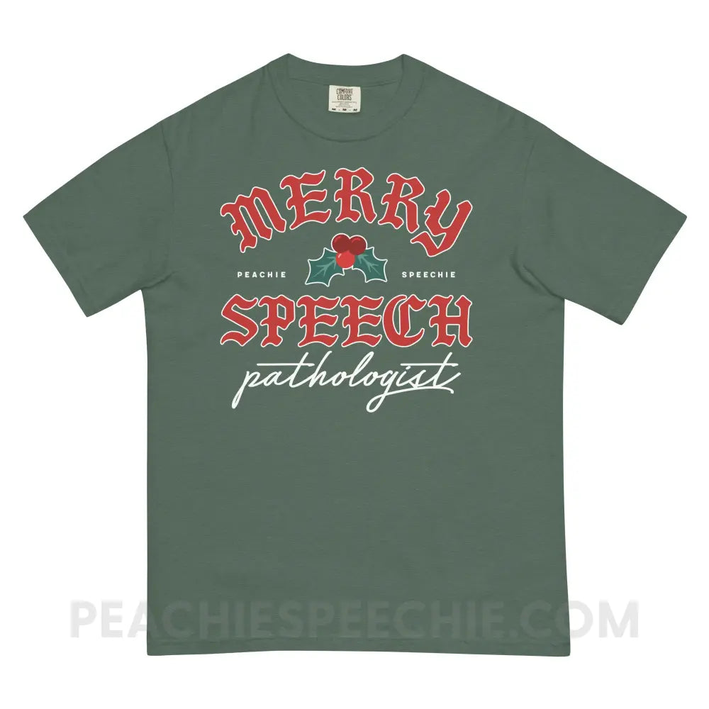 Merry Speech Pathologist Comfort Colors Tee - Blue Spruce / S - peachiespeechie.com