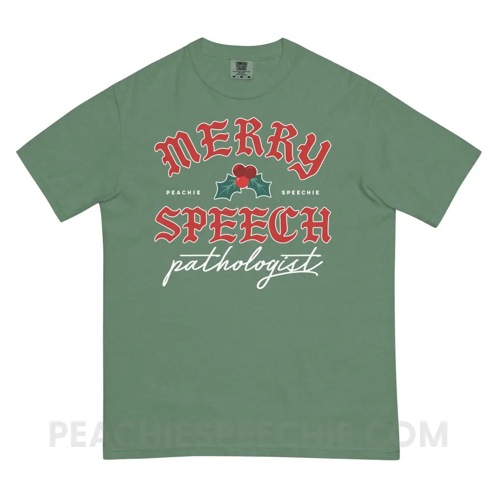 Merry Speech Pathologist Comfort Colors Tee - Light Green / S - peachiespeechie.com