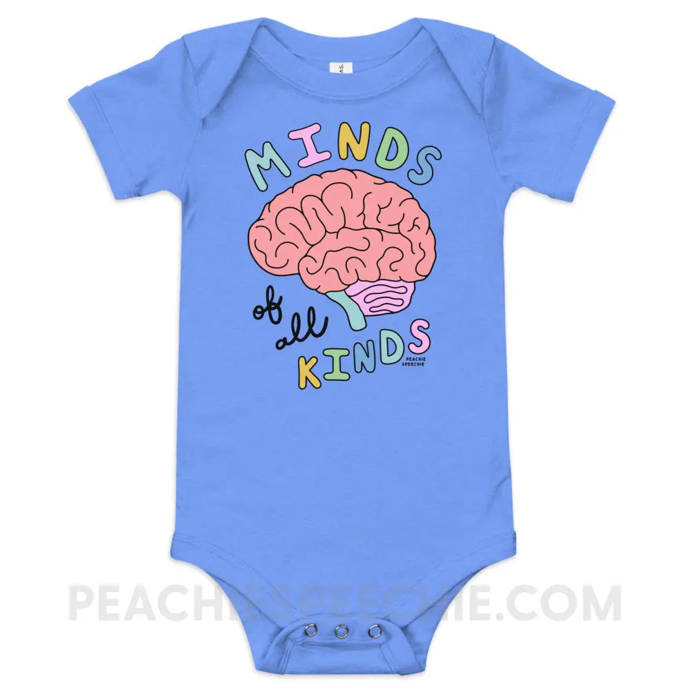 Minds Of All Kinds Baby Onesie - Heather Columbia Blue / 3-6m - peachiespeechie.com