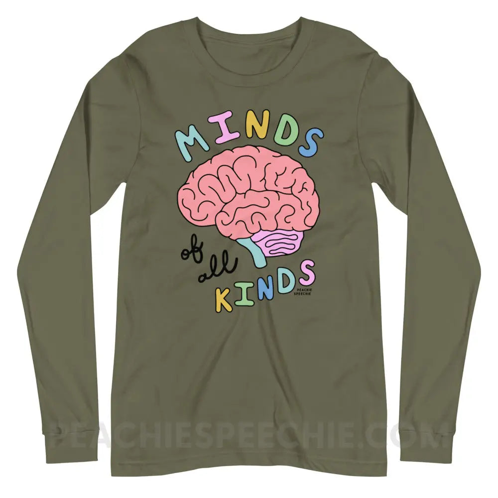 Minds Of All Kinds Premium Long Sleeve - Military Green / XS - peachiespeechie.com