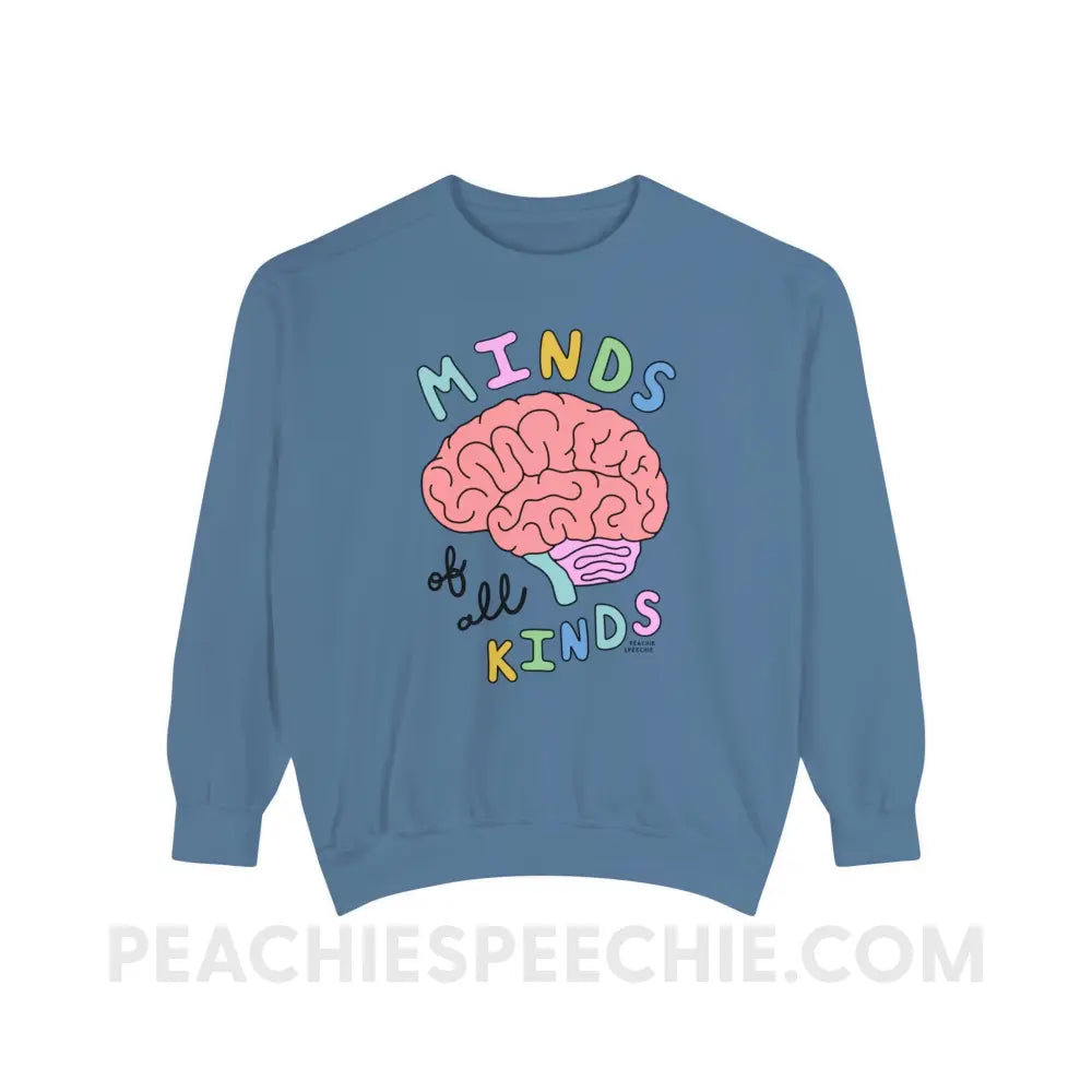 Minds Of All Kinds Comfort Colors Crewneck - Blue Jean / S - Sweatshirt peachiespeechie.com