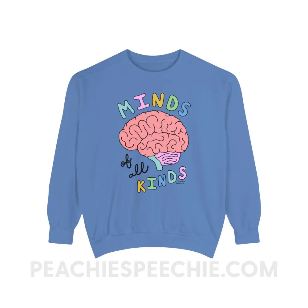 Minds Of All Kinds Comfort Colors Crewneck - Flo Blue / S - Sweatshirt peachiespeechie.com