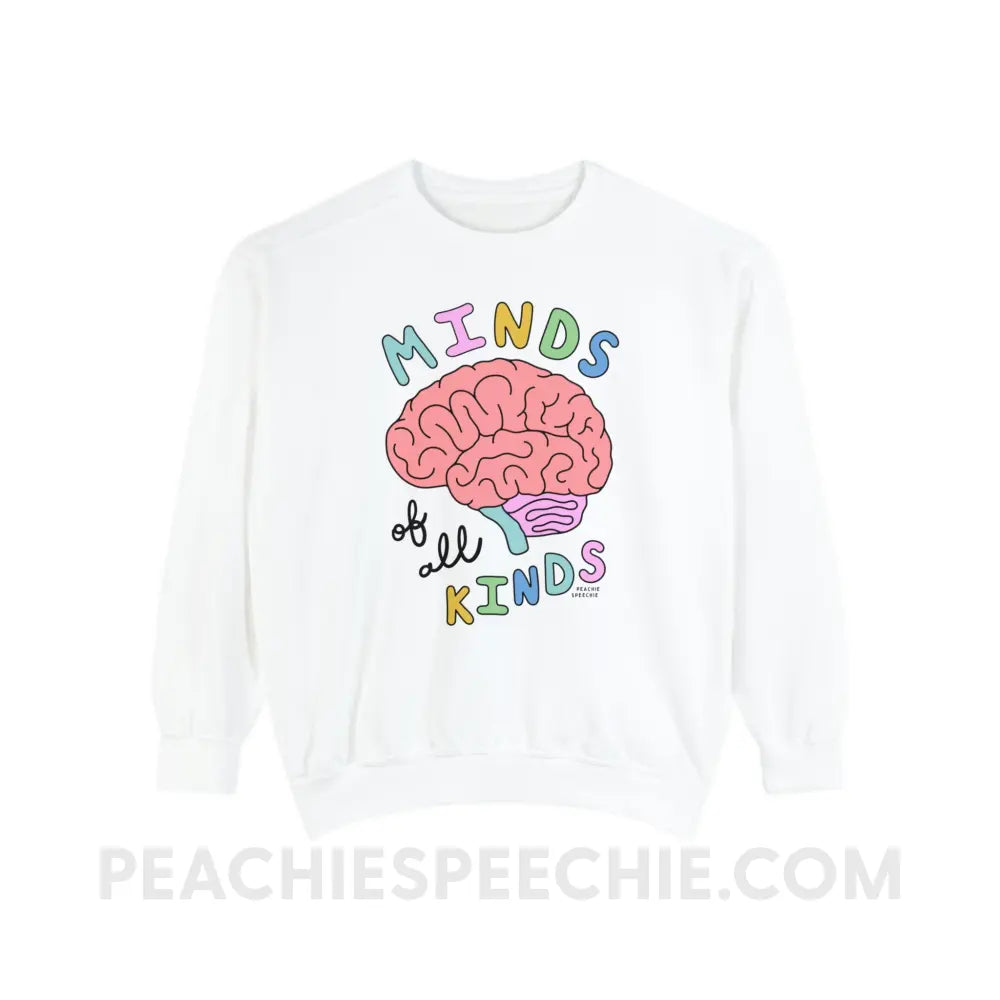 Minds Of All Kinds Comfort Colors Crewneck - White / S - Sweatshirt peachiespeechie.com