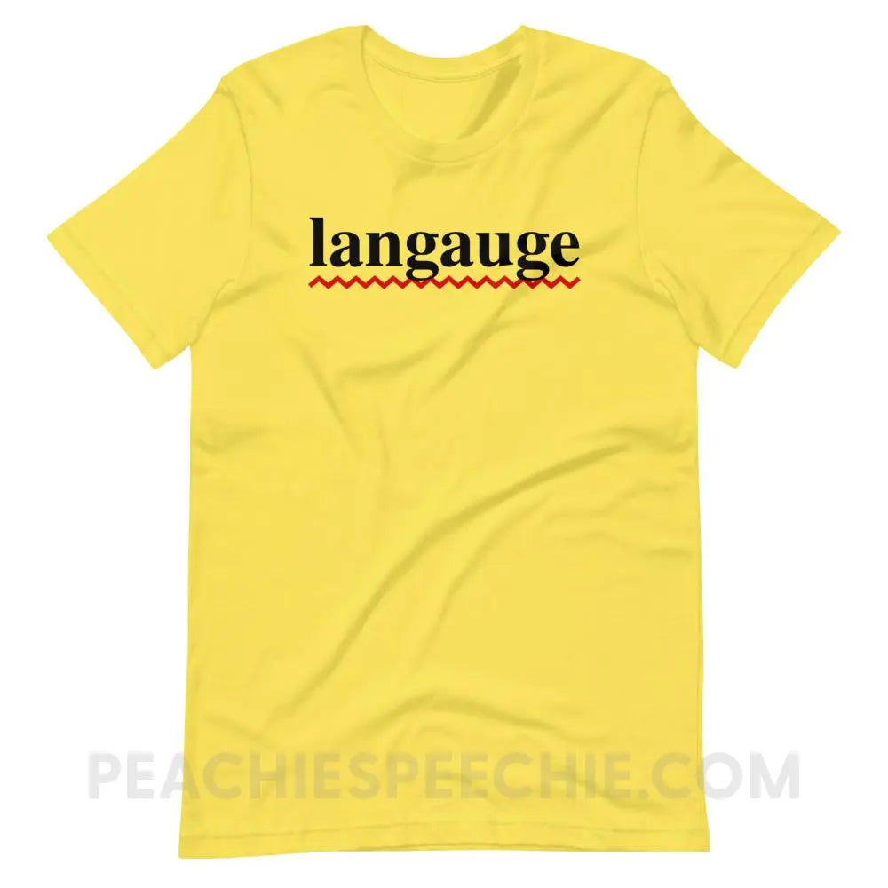 Misspelled Langauge Premium Soft Tee - Yellow / S - T - Shirts & Tops peachiespeechie.com