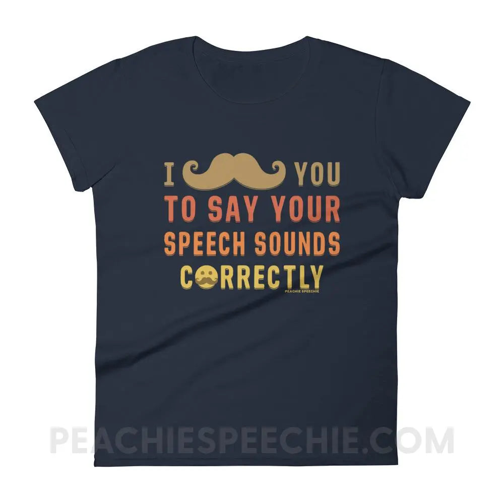 I Mustache You Women’s Trendy Tee - Navy / S - T-Shirts & Tops peachiespeechie.com