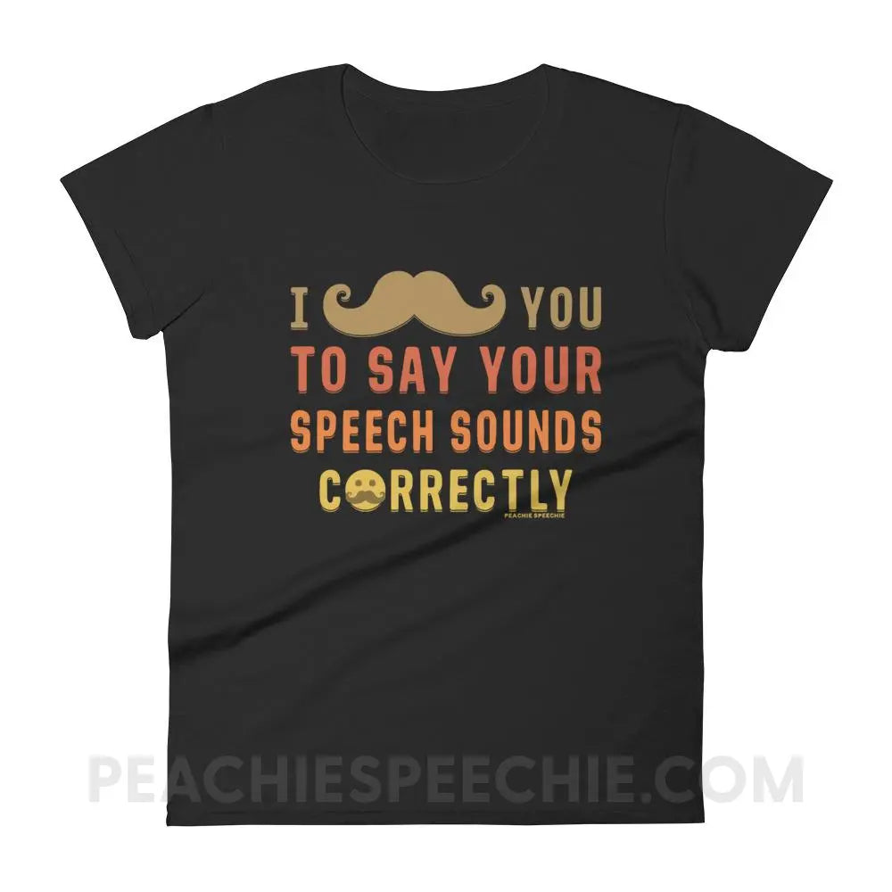 I Mustache You Women’s Trendy Tee - Black / S - T-Shirts & Tops peachiespeechie.com