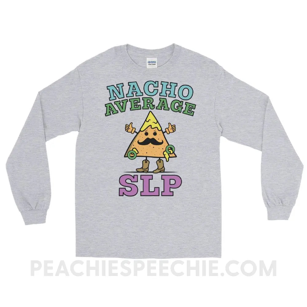 Nacho Average SLP Long Sleeve Tee - Sport Grey / S - T-Shirts & Tops peachiespeechie.com