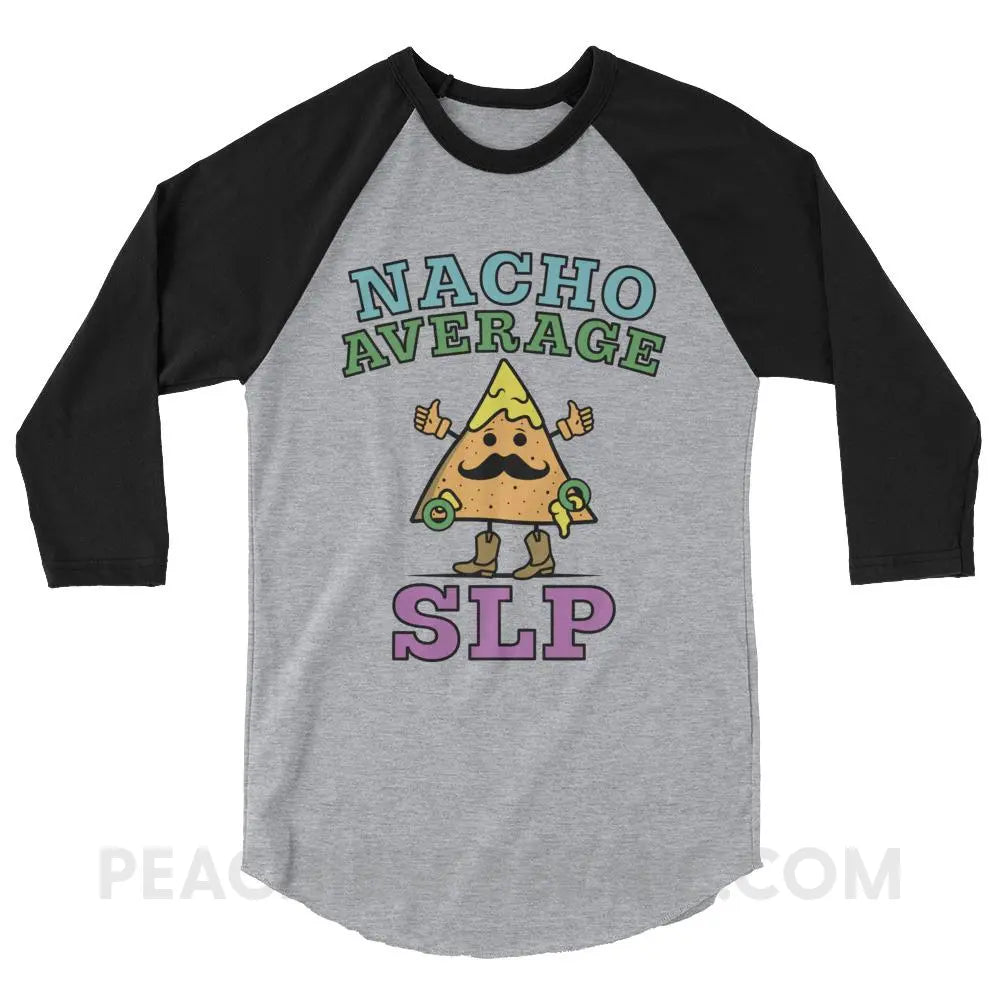 Nacho Average SLP Baseball Tee - Heather Grey/Black / XS T-Shirts & Tops peachiespeechie.com