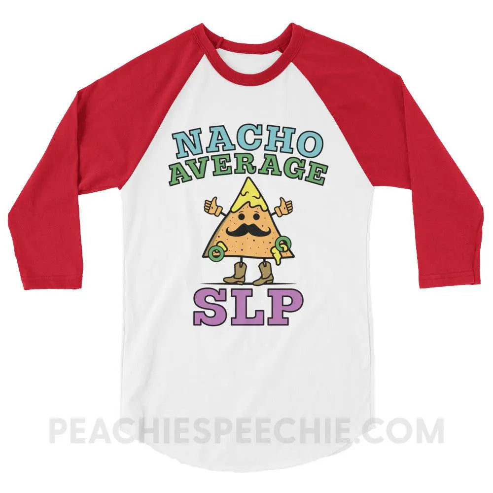 Nacho Average SLP Baseball Tee - White/Red / XS T-Shirts & Tops peachiespeechie.com