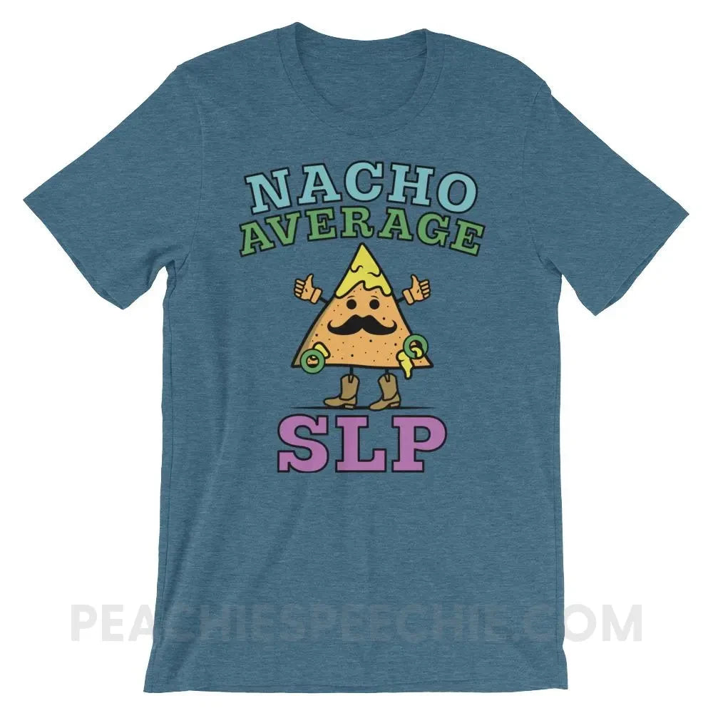 Nacho Average SLP Premium Soft Tee - Heather Deep Teal / S - T-Shirts & Tops peachiespeechie.com
