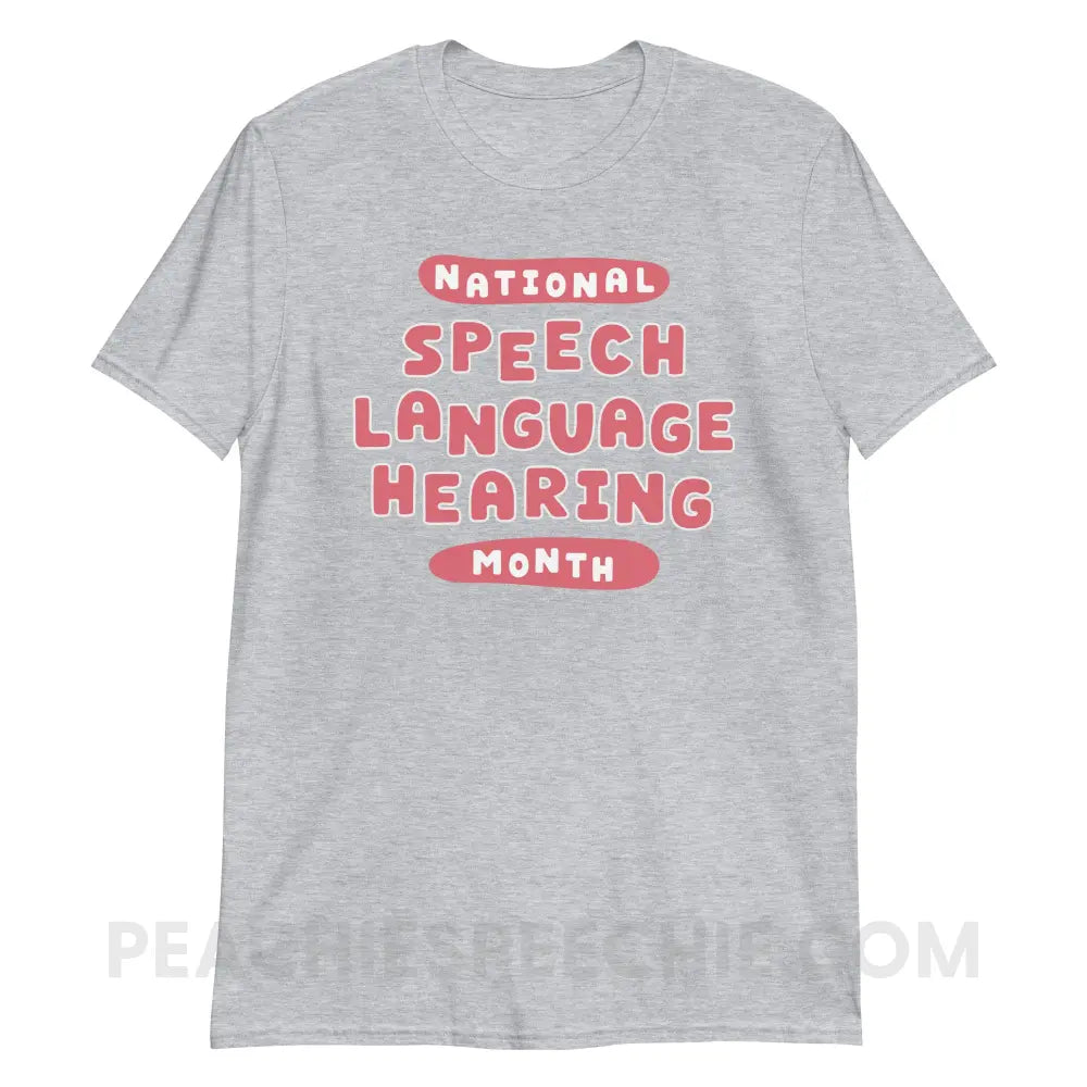 National Speech Language Hearing Month Classic Tee - Sport Grey / S - peachiespeechie.com