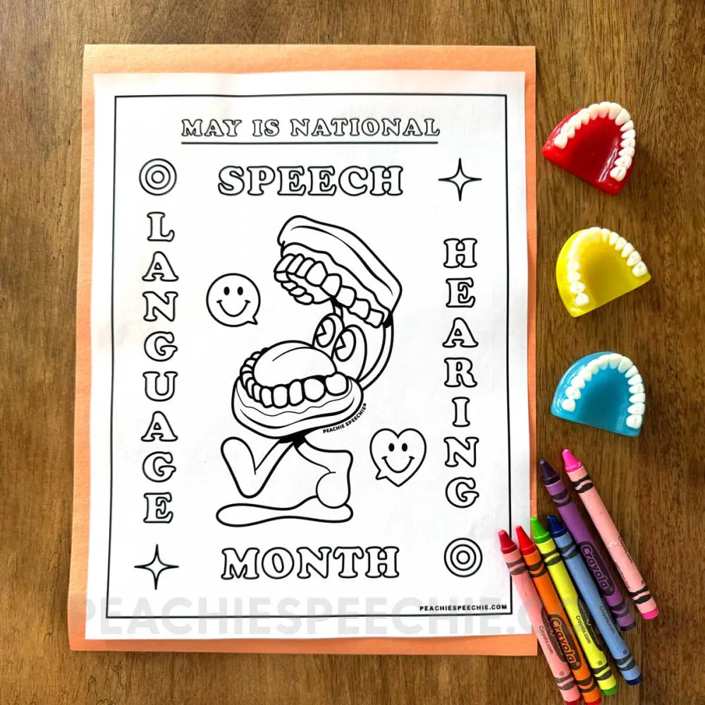National Speech-Language-Hearing Month Coloring Sheet - Materials peachiespeechie.com