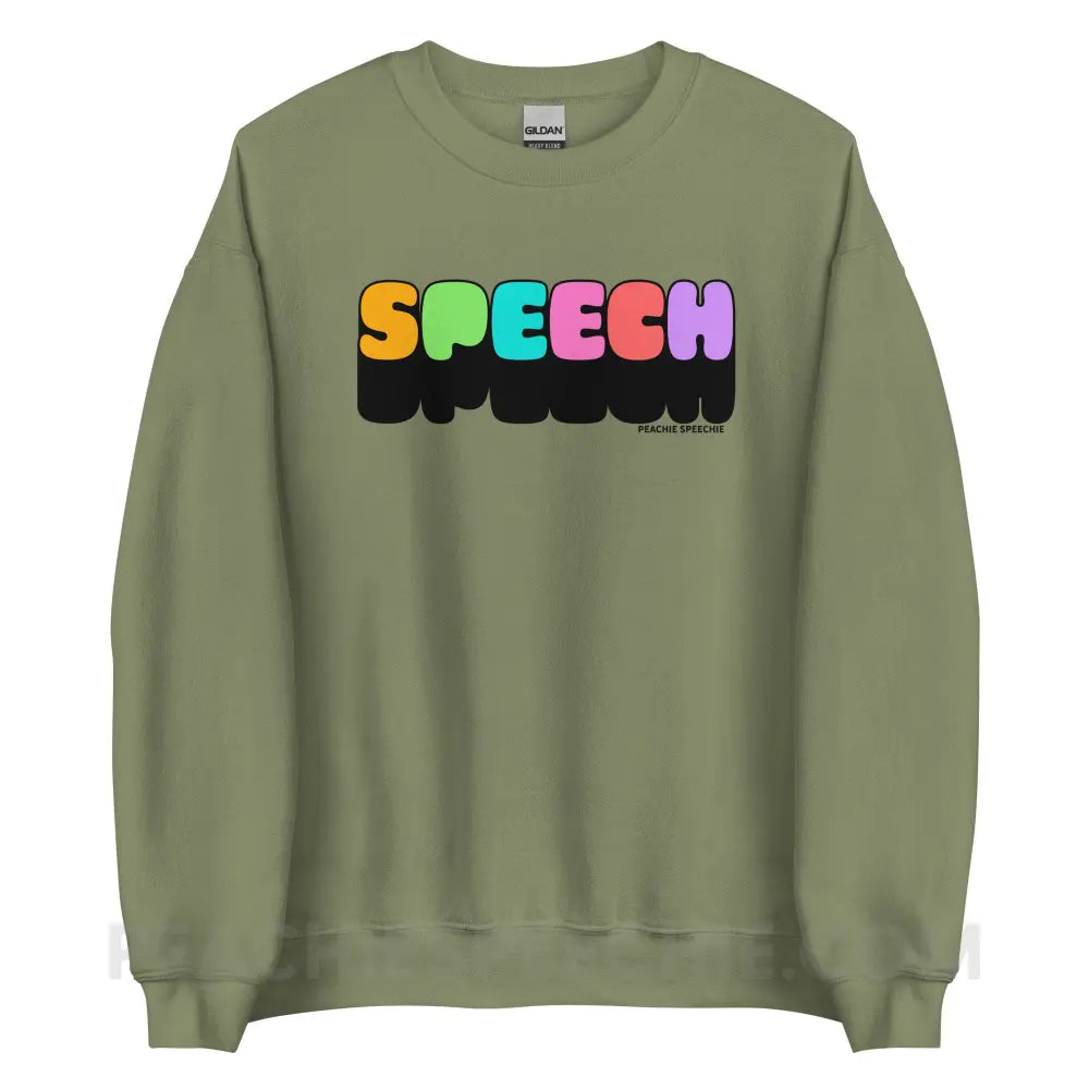 Neon Pop Speech Classic Sweatshirt - Military Green / S - peachiespeechie.com