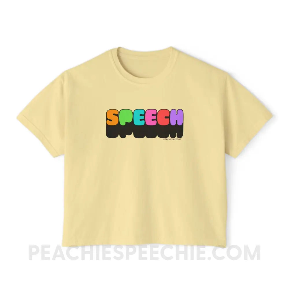 Neon Pop Speech Comfort Colors Boxy Tee - Butter / S - T-Shirt peachiespeechie.com