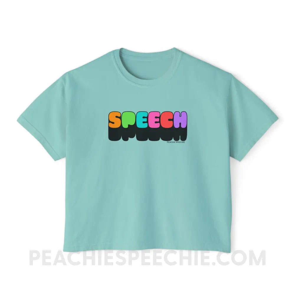 Neon Pop Speech Comfort Colors Boxy Tee - Chalky Mint / S - T-Shirt peachiespeechie.com