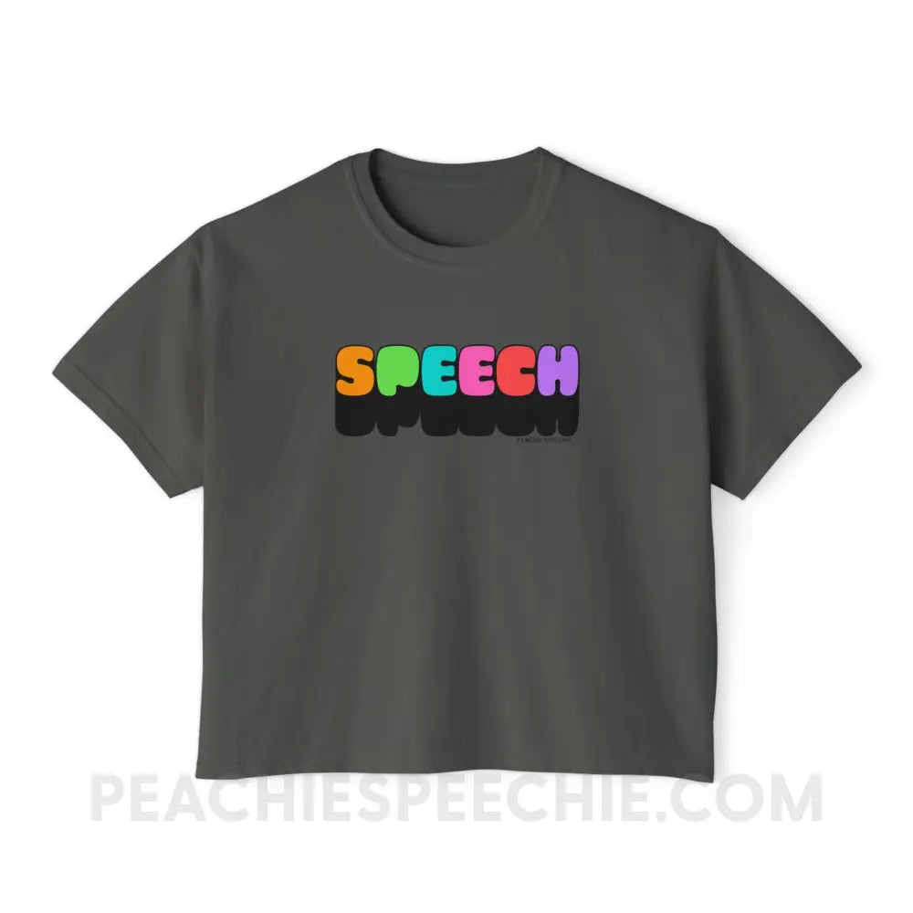 Neon Pop Speech Comfort Colors Boxy Tee - Pepper / S - T-Shirt peachiespeechie.com