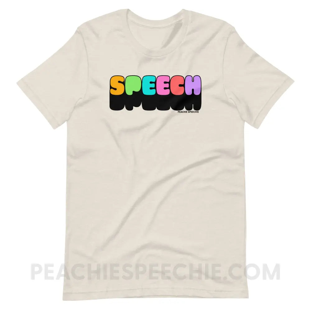 Neon Pop Speech Premium Soft Tee - Heather Dust / S - peachiespeechie.com