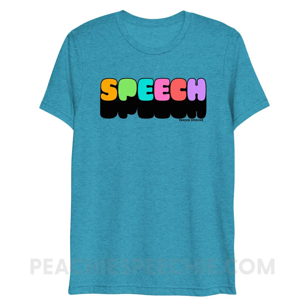 Neon Pop Speech Tri-Blend Tee - Aqua Triblend / XS - peachiespeechie.com