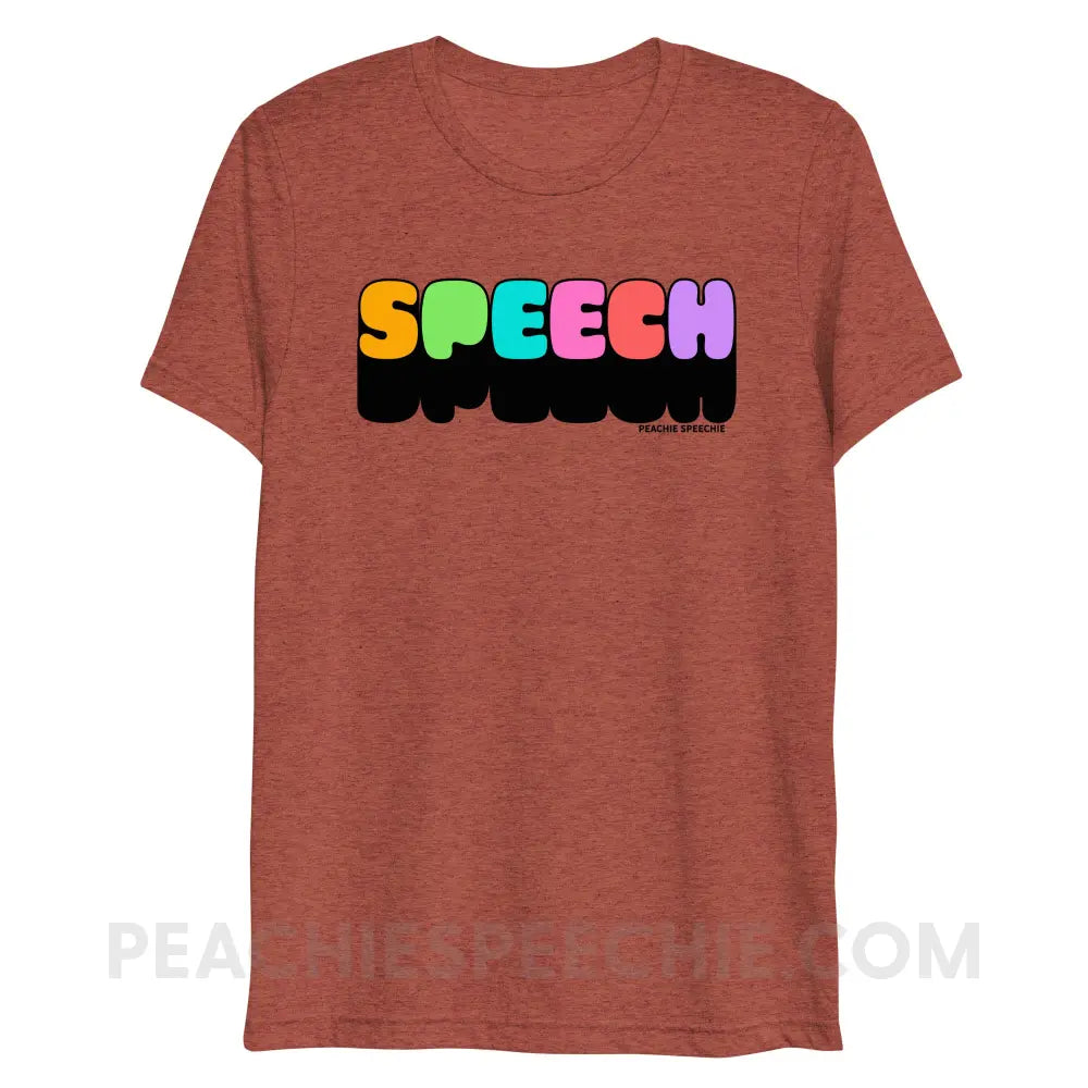 Neon Pop Speech Tri-Blend Tee - Clay Triblend / XS - peachiespeechie.com