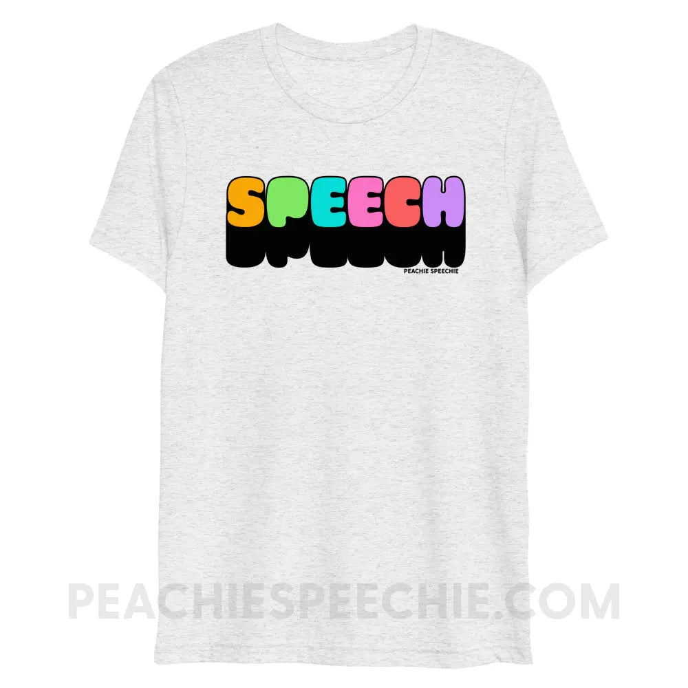 Neon Pop Speech Tri-Blend Tee - White Fleck Triblend / XS - peachiespeechie.com