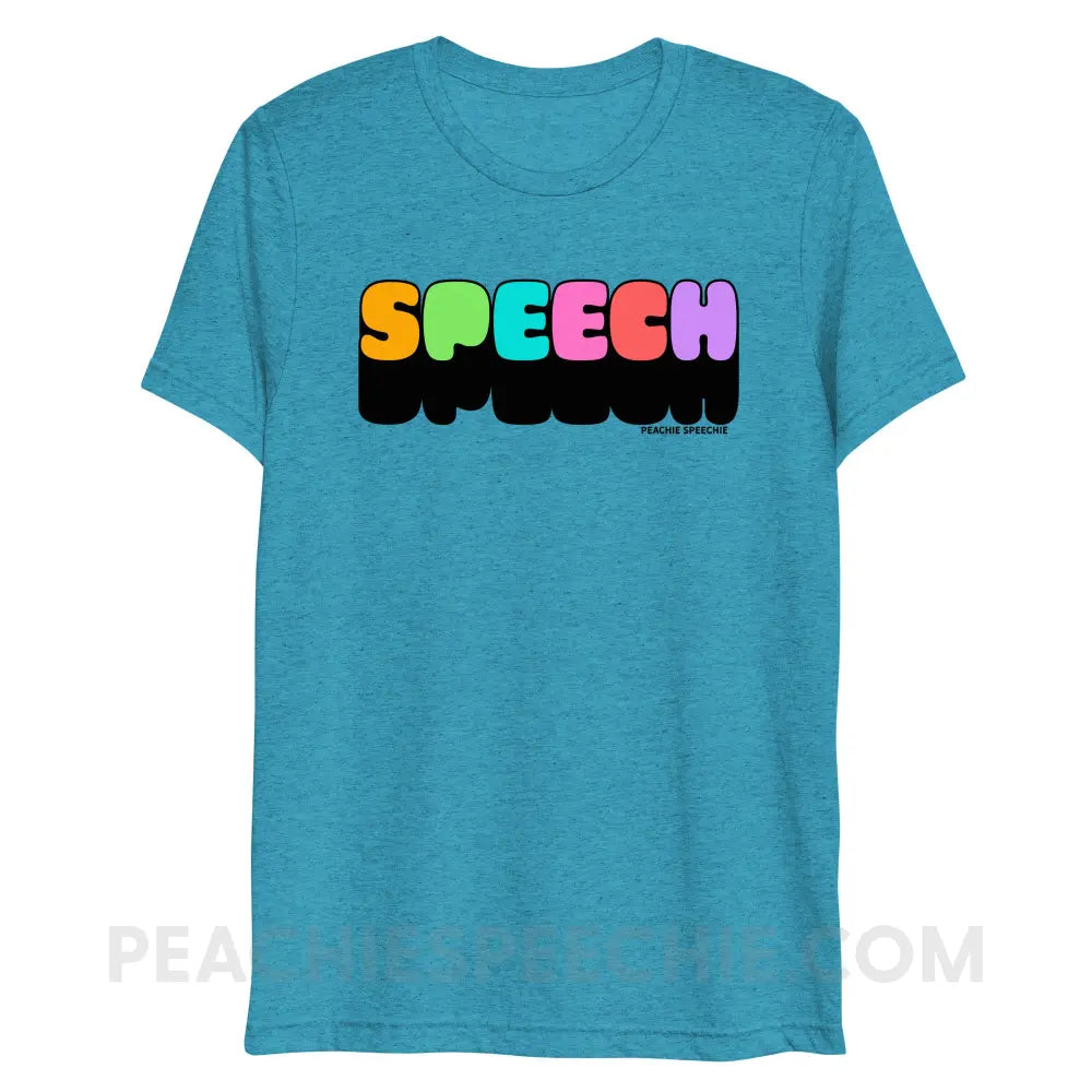 Neon Pop Speech Tri-Blend Tee - Aqua Triblend / XS - peachiespeechie.com