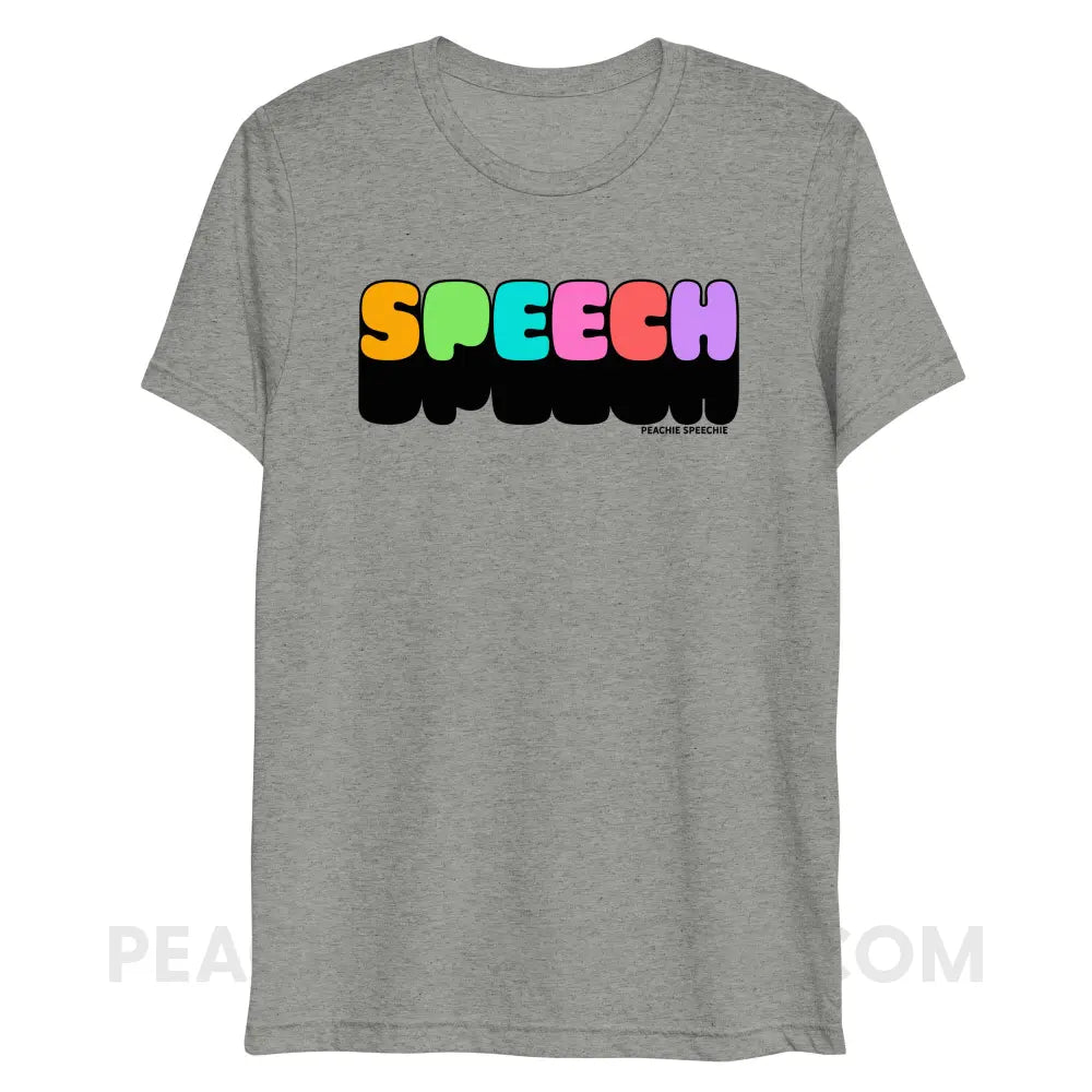 Neon Pop Speech Tri-Blend Tee - Athletic Grey Triblend / XS - peachiespeechie.com