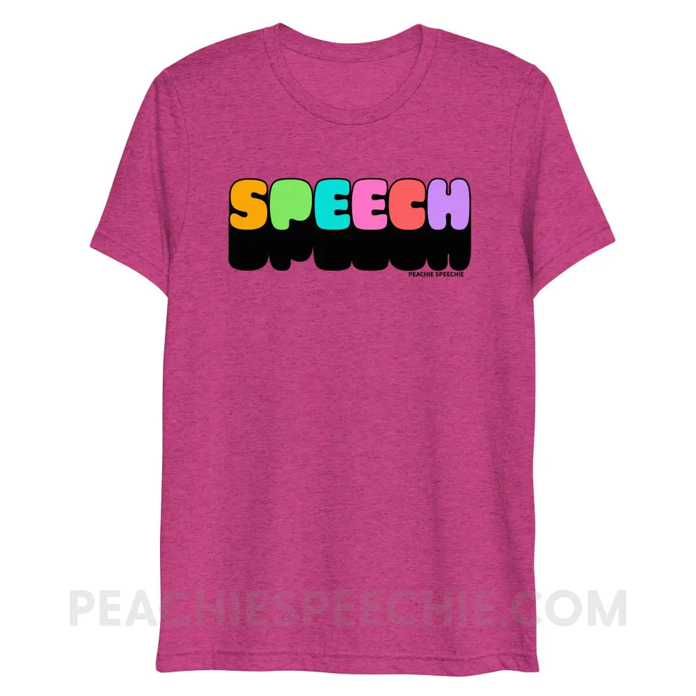 Neon Pop Speech Tri-Blend Tee - Berry Triblend / XS - peachiespeechie.com