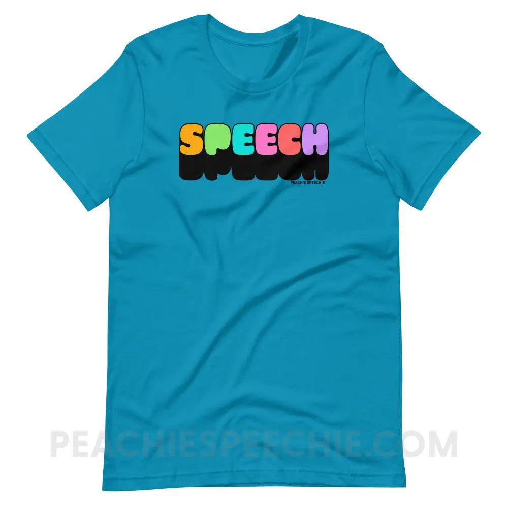 Neon Pop Speech Premium Soft Tee - Aqua / S - peachiespeechie.com